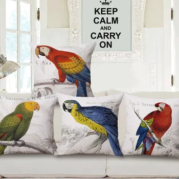 1 töö Kvaliteeti Vintage Stiilis papagoi Uus Disain Muster Istme kallistada padi Katta Dekoratiivse Kodus Tool padjast Juhul 45x45cm