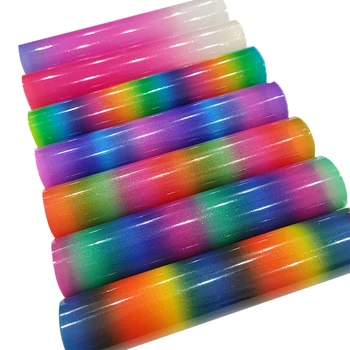 Rainbow värvi glitter vinüül faux nahast Käekott Vibu DIY Käsitöö Materjalid